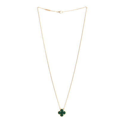 Van Cleef & Arpels 18K Yellow Gold Malachite Vintage Alhambra Pendant Necklace 3 of 4