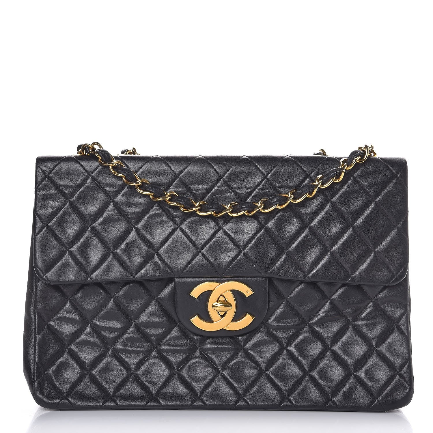 Chanel Lambskin Quilted XL Jumbo Single Flap Black 1 of 14