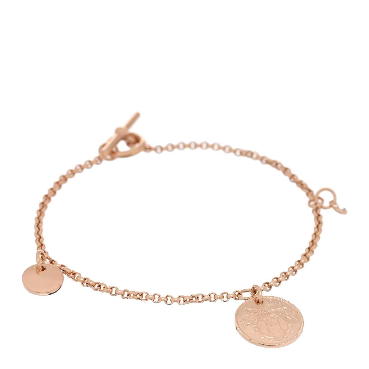 Hermes 18K Rose Gold Diamond PM Ex-Libris Bracelet ST 1 of 4