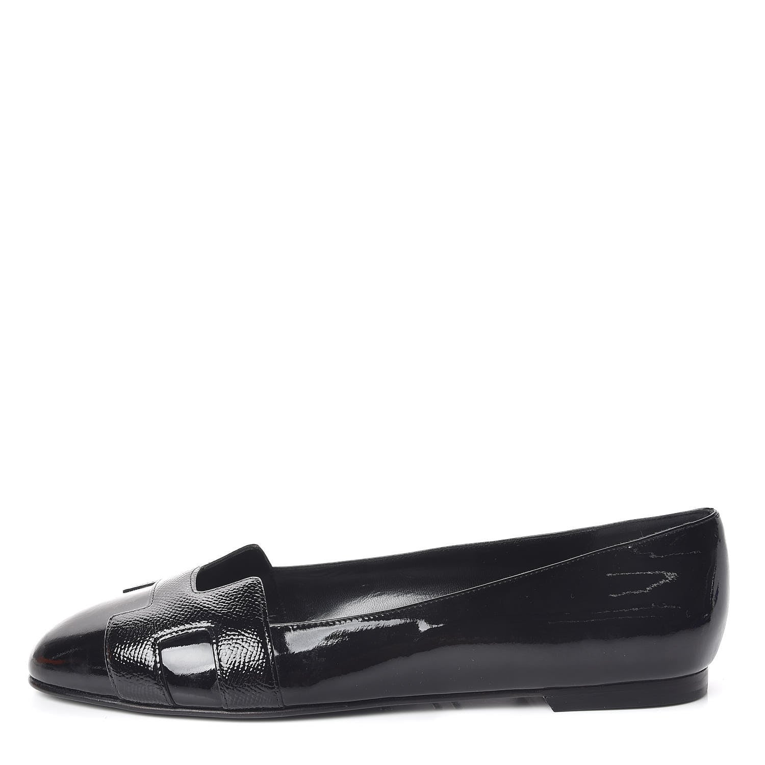 Hermes Patent Epsom Nice Ballerina Flats 38 Black 1 of 9
