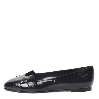 Hermes Patent Epsom Nice Ballerina Flats 38 Black 1 of 9