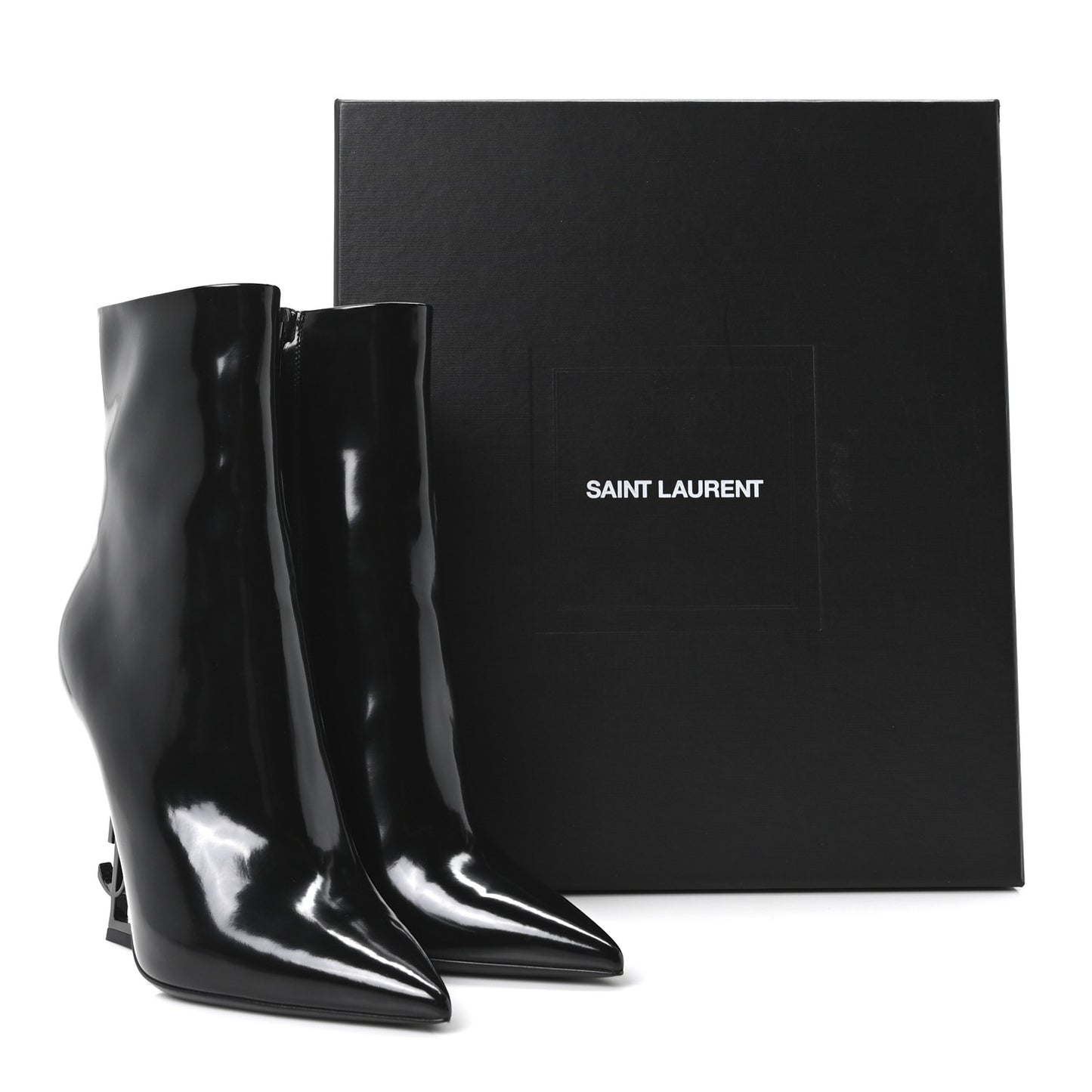 Glazed Calfskin Opyum Ankle Boots 37.5 Black
