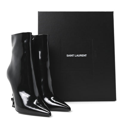 Saint Laurent Glazed Calfskin Opyum Ankle Boots 37.5 Black 10 of 10