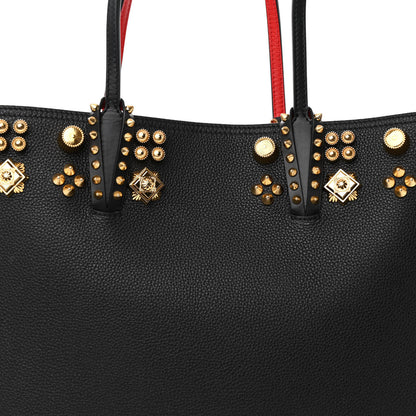 Christian Louboutin Calfskin Empire Spike Studded East West Cabata Tote Black Gold 8 of 10