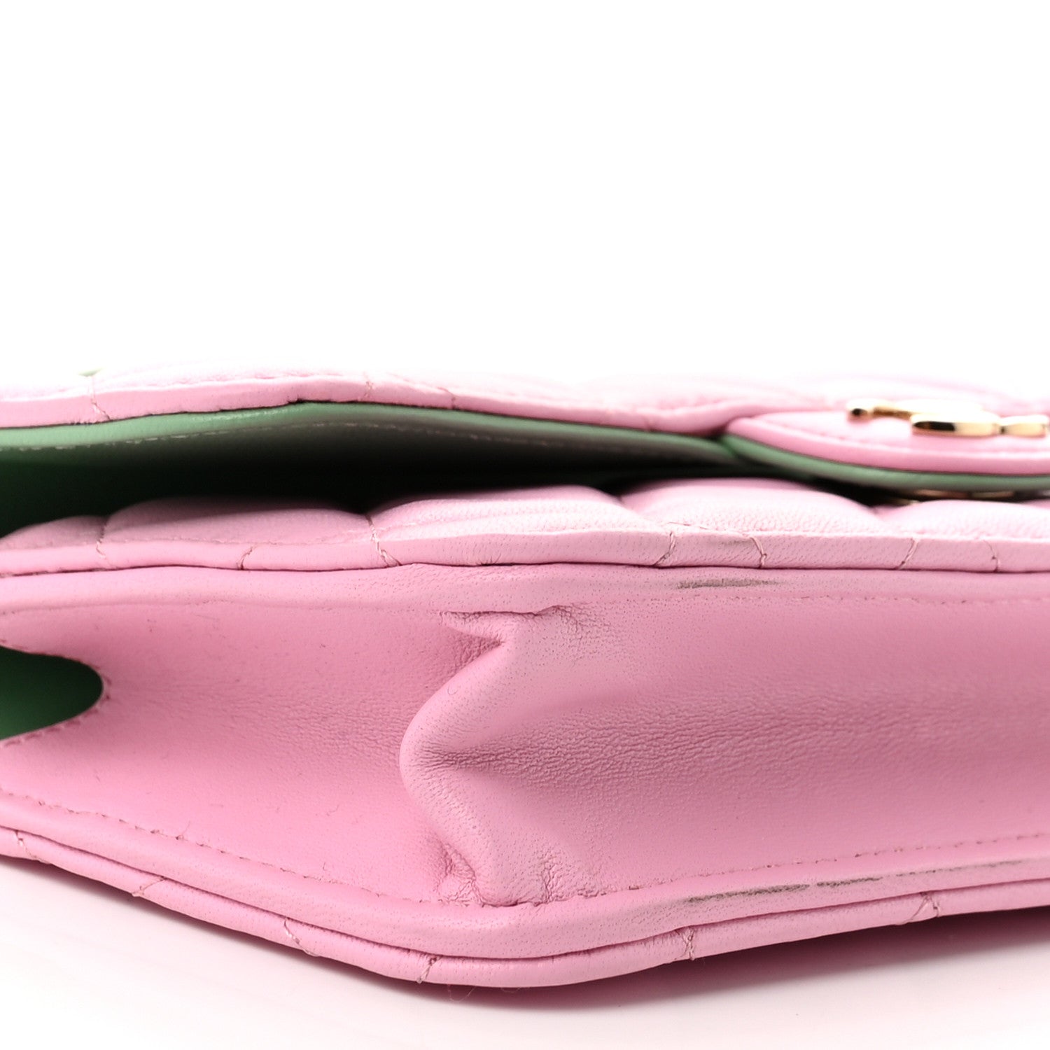 Chanel Lambskin Quilted Flap Phone Holder With Chain Lilac Light Green 10 of 12