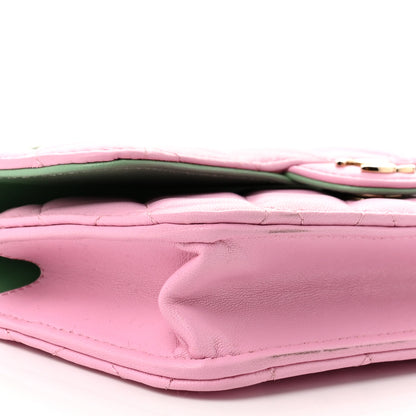 Chanel Lambskin Quilted Flap Phone Holder With Chain Lilac Light Green 10 of 12
