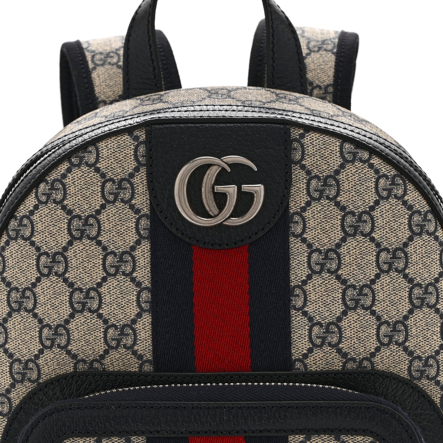 GG Supreme Monogram Textured Dollar Calfskin Web Small Ophidia Day Backpack Beige Blue Black