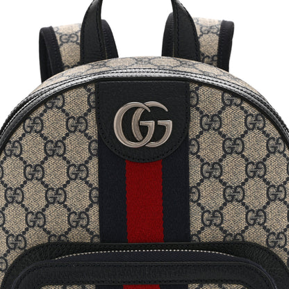 Gucci GG Supreme Monogram Textured Dollar Calfskin Web Small Ophidia Day Backpack Beige Blue Black 9 of 11