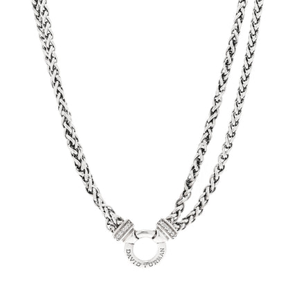 David Yurman Sterling Silver Diamond 18mm Double Wheat Chain Necklace 1 of 4
