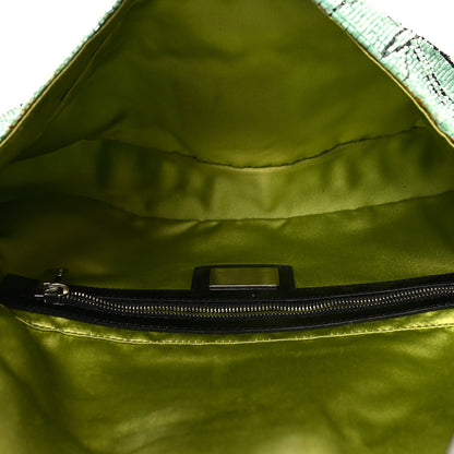 Fendi Beaded Crystal Baguette Green Black 5 of 12