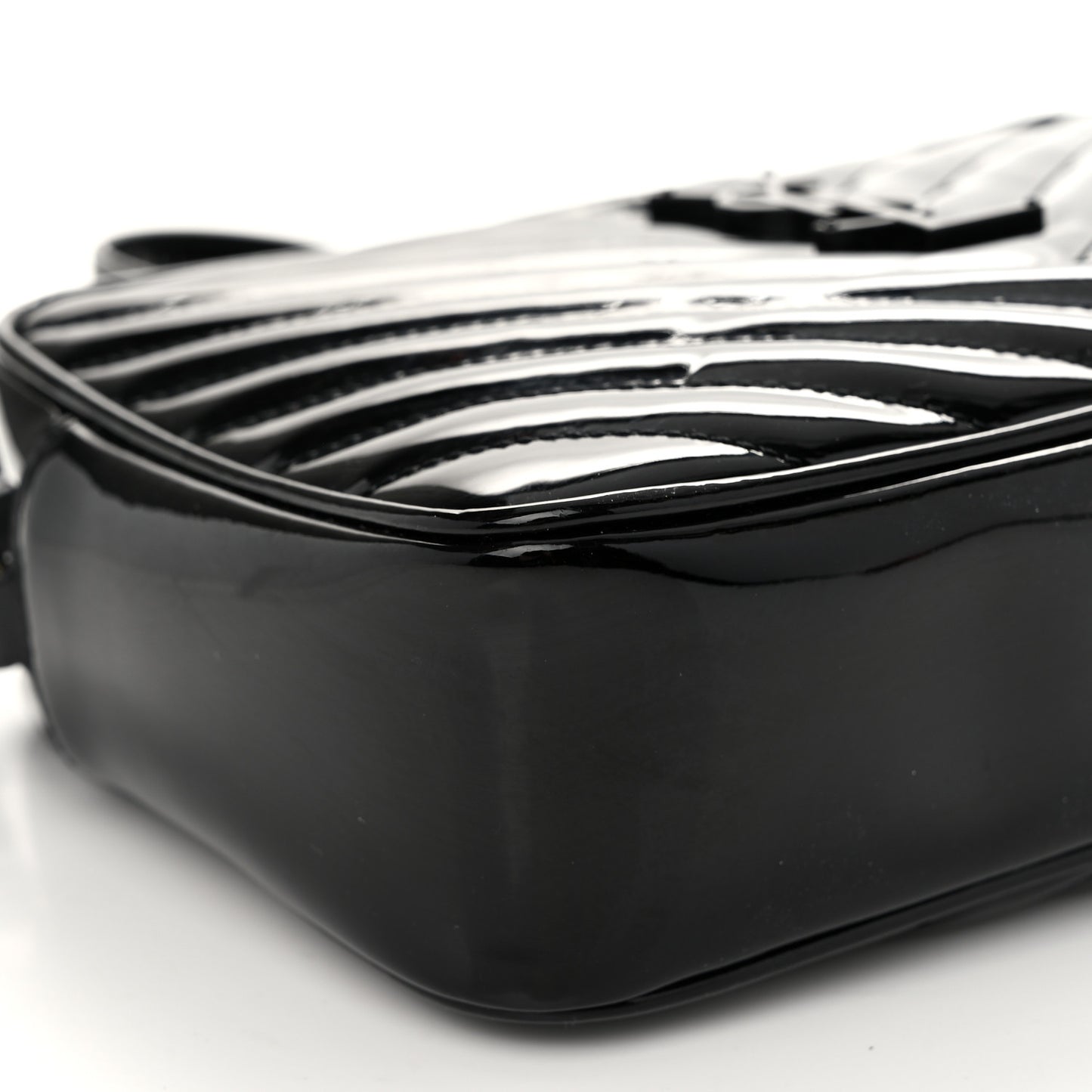 Patent Calfskin Matelasse Monogram Lou Camera Bag Black