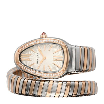 Bulgari Stainless Steel 18K Rose Gold Diamond Bezel 35mm Serpenti Tubogas Quartz Watch 2 of 5