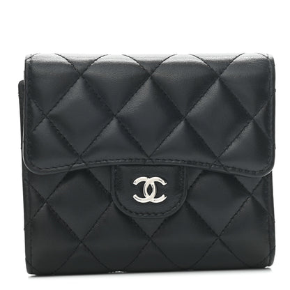 Chanel Lambskin Quilted Compact Flap Wallet Black 1 of 7