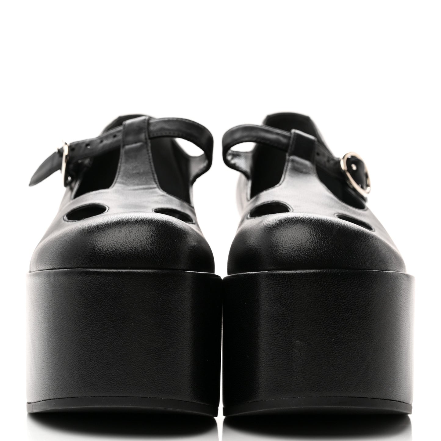 Nappa Cut Out Mary Jane Platform Loafers 37.5 Black