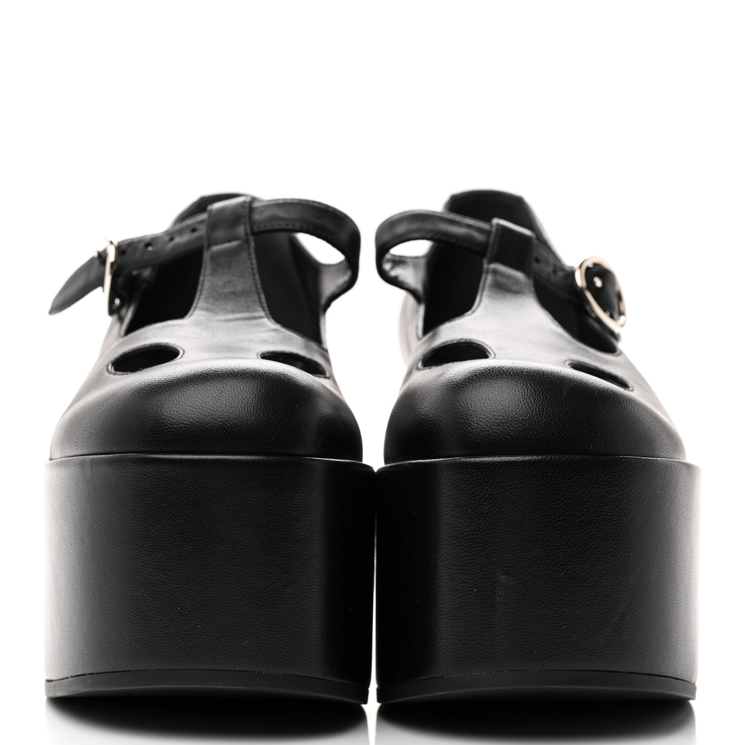Gucci Nappa Cut Out Mary Jane Platform Loafers 37.5 Black 2 of 11