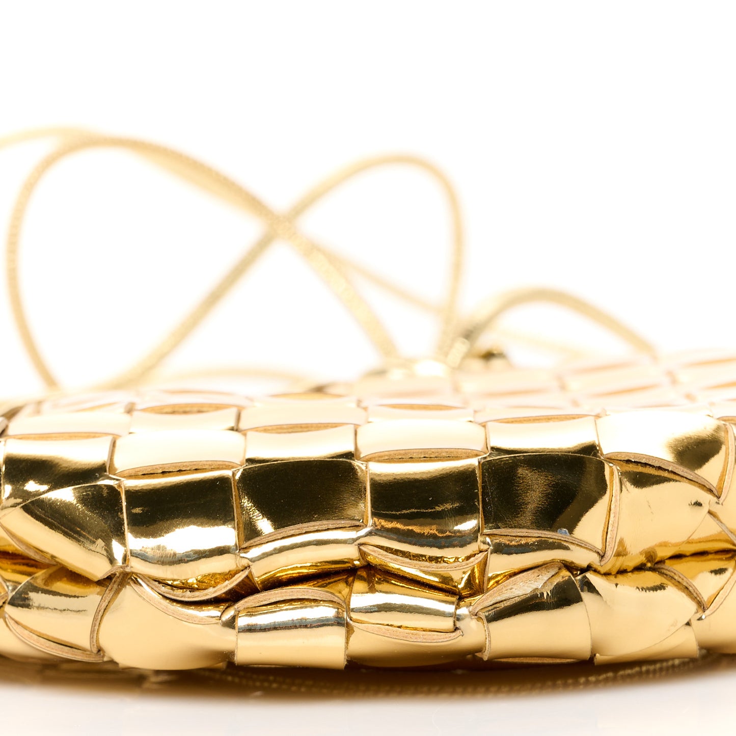 Mirror Laminated Nappa Intrecciato Mini Sardine Bag Gold