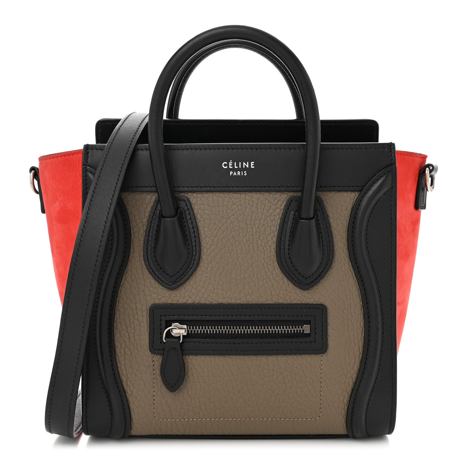 Celine Bullhide Calfskin Nubuck Nano Tri-Color Luggage Souris 1 of 12