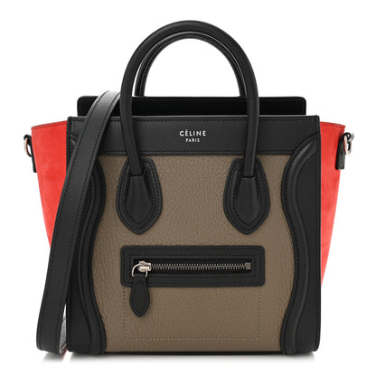 Celine Bullhide Calfskin Nubuck Nano Tri-Color Luggage Souris 1 of 12