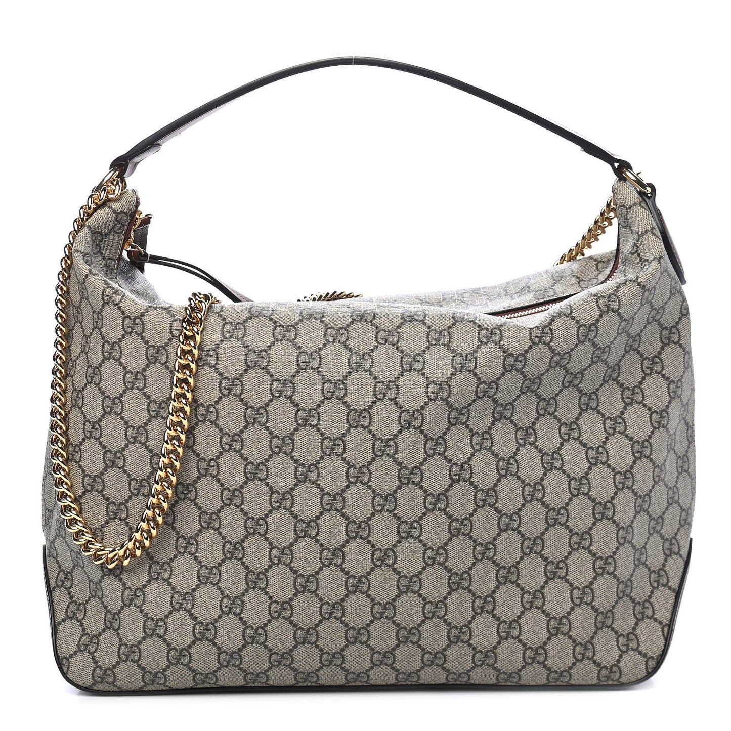 GG Supreme Monogram Large Linea A Hobo Light Brown