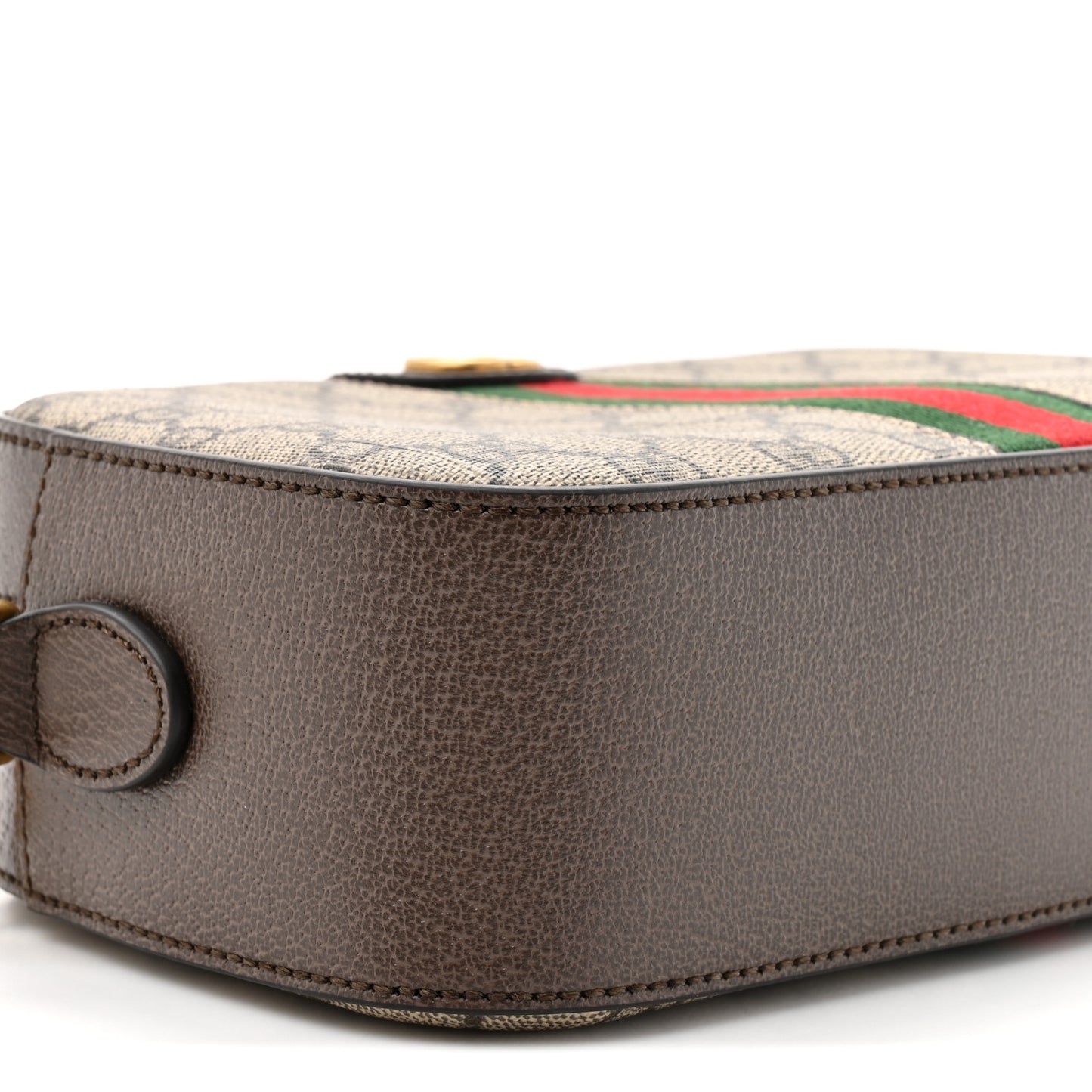 GG Supreme Monogram Textured Dollar Calfskin Web Ophidia Small Crossbody Bag Beige Ebony New Acero