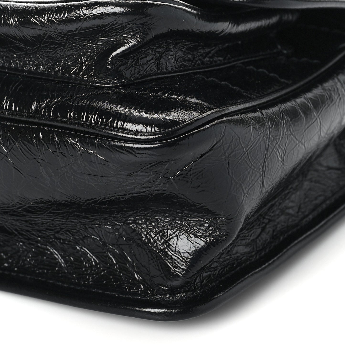 Crinkled Lambskin Matelasse Monogram Baby Niki Chain Satchel Black