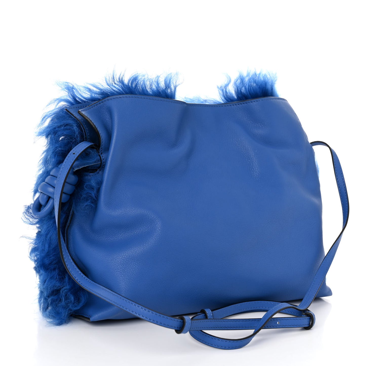 Nappa Shearling Flamenco Knot Clutch Blue