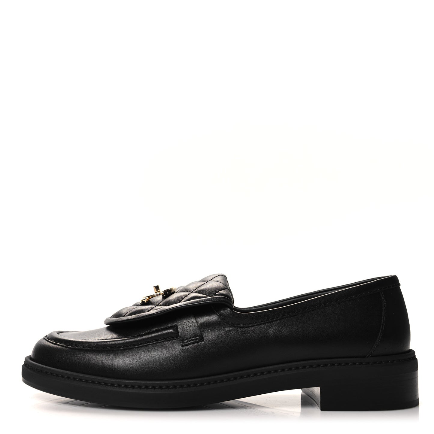 Lambskin Quilted CC Turnlock Loafers 38.5 Black