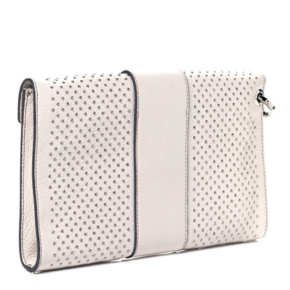Jimmy Choo Calfskin Studded Rivera Flap Clutch White 3 of 9