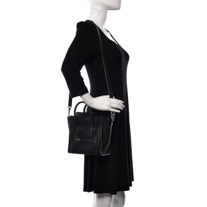 Celine Drummed Calfskin Nano Luggage Black 3 of 12