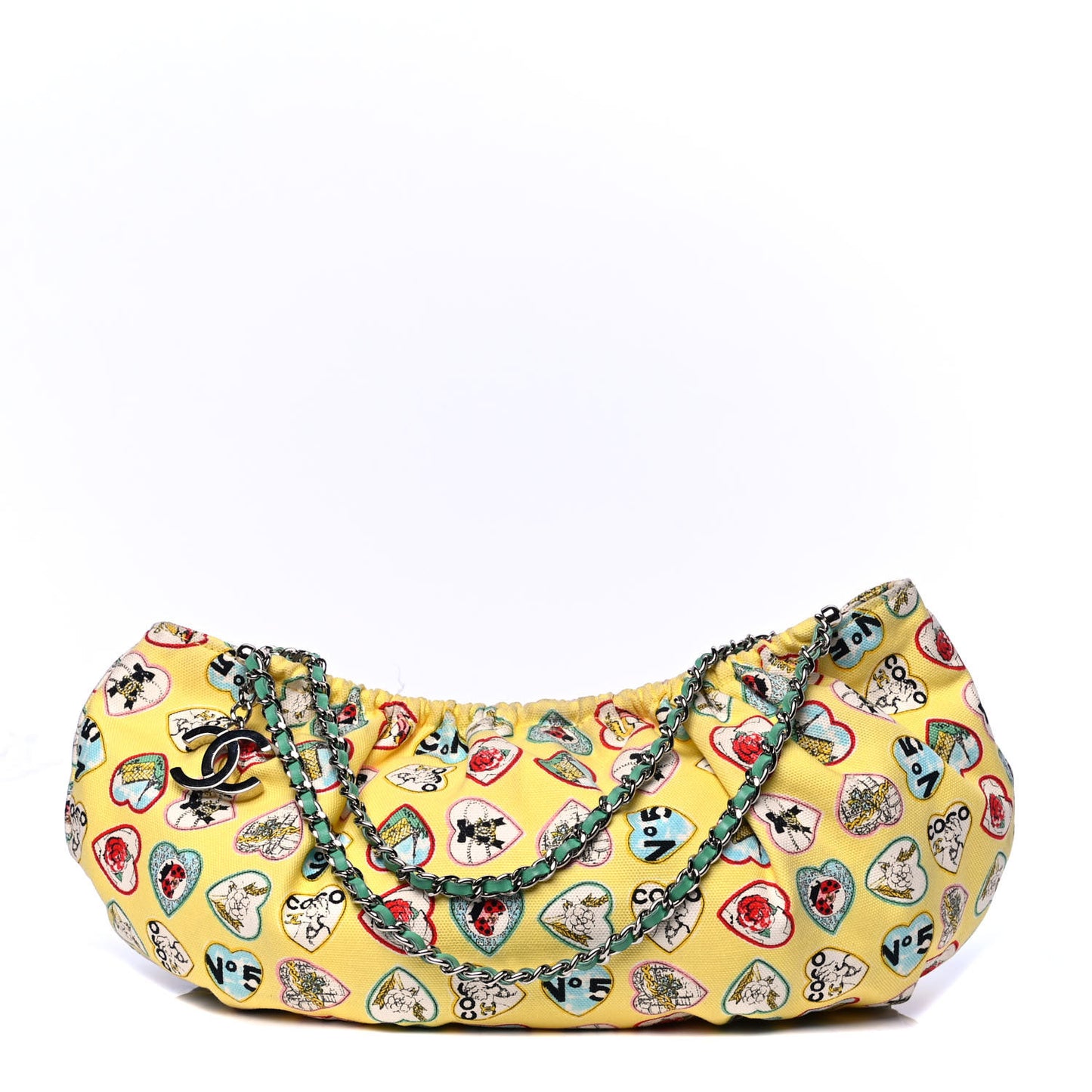 Canvas Coco Hearts Shoulder Bag Yellow