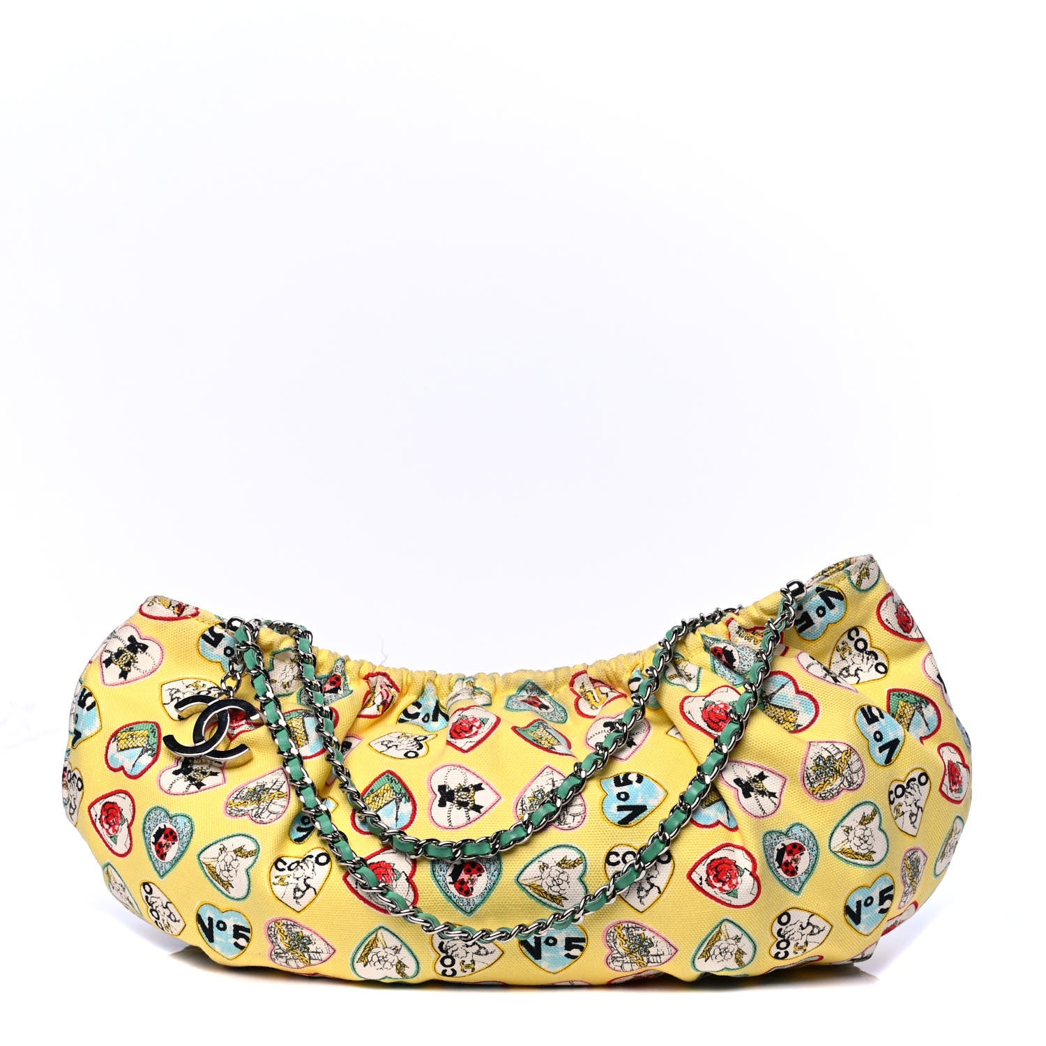 Chanel Canvas Coco Hearts Shoulder Bag Yellow 1 of 4