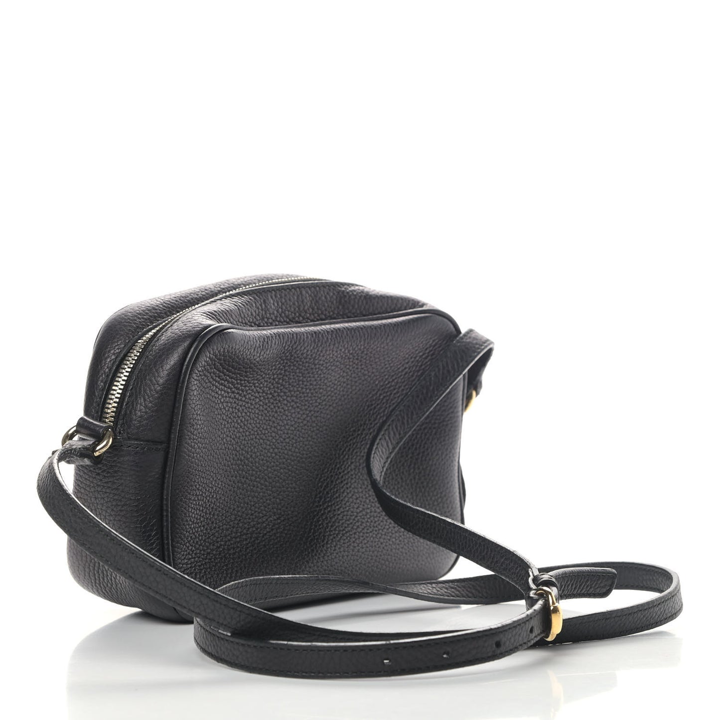 Pebbled Calfskin Small Soho Disco Bag Black