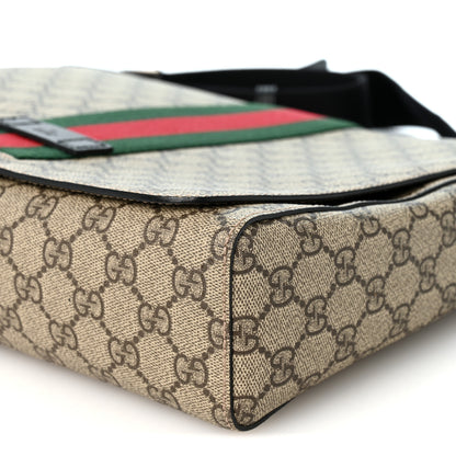 Gucci GG Supreme Monogram Web Flap Messenger Bag Black 10 of 10