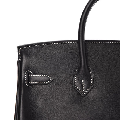 Hermes Swift Horseshoe Birkin 25 Black White 28 of 35