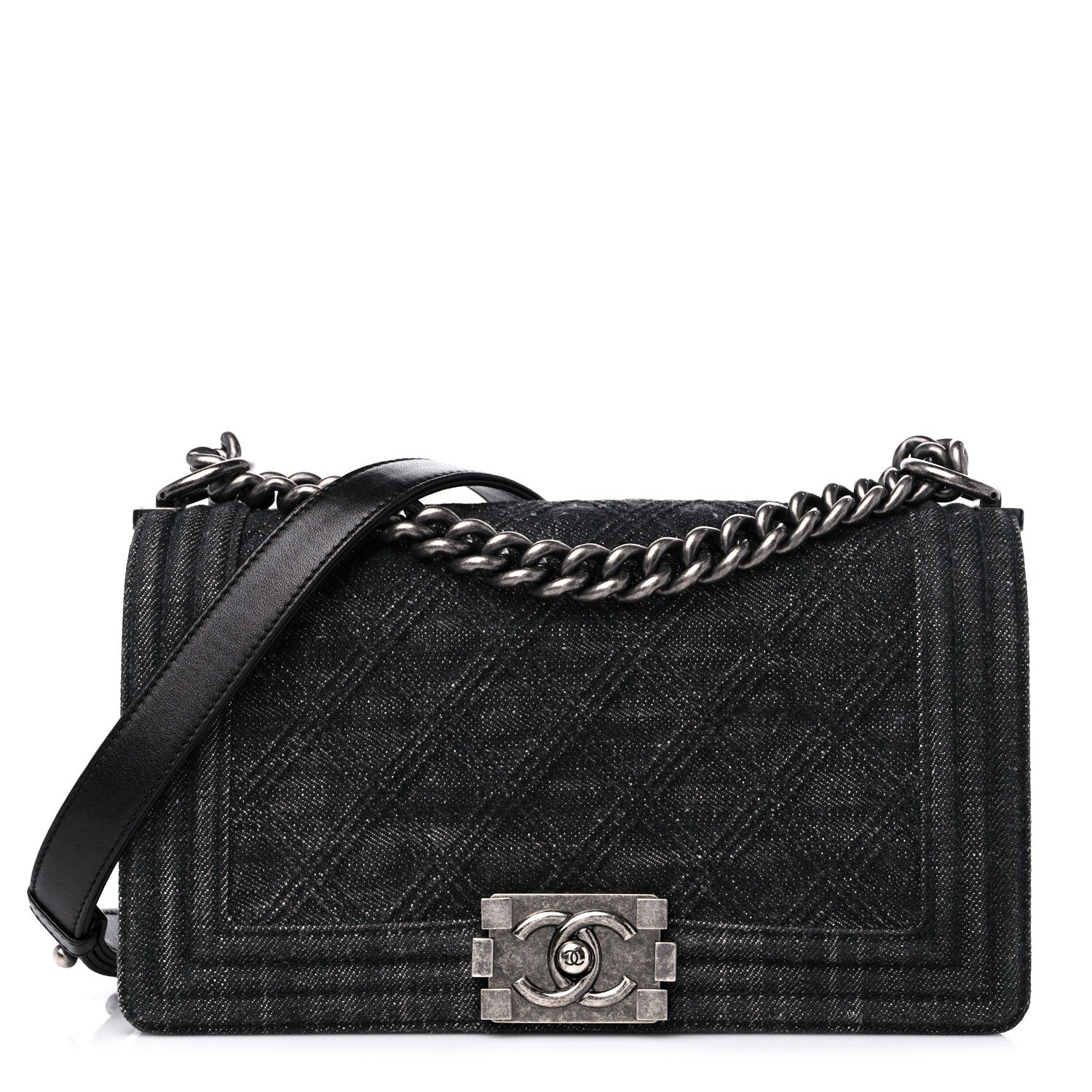 Chanel Denim Quilted Medium Boy Flap Black 1 of 10