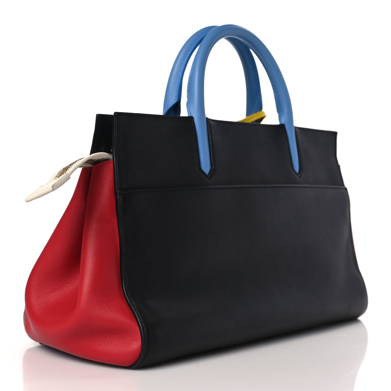 Saint Laurent Calfskin Small Cabas Rive Gauche Bag Black Red Yellow White 3 of 8
