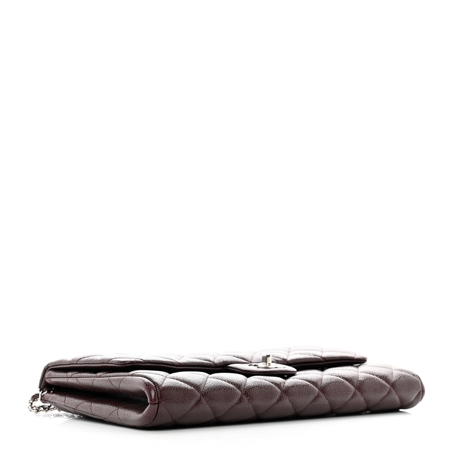 Caviar Quilted Clutch With Chain Flap Burgundy
