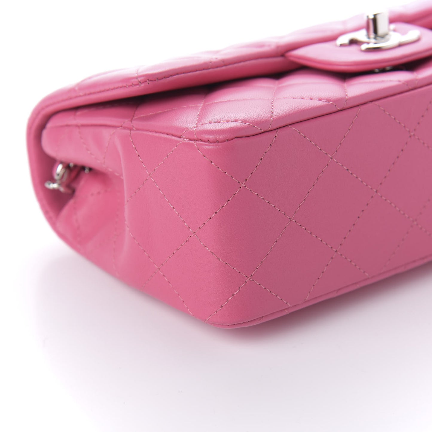 Lambskin Quilted Mini Rectangular Flap Dark Pink