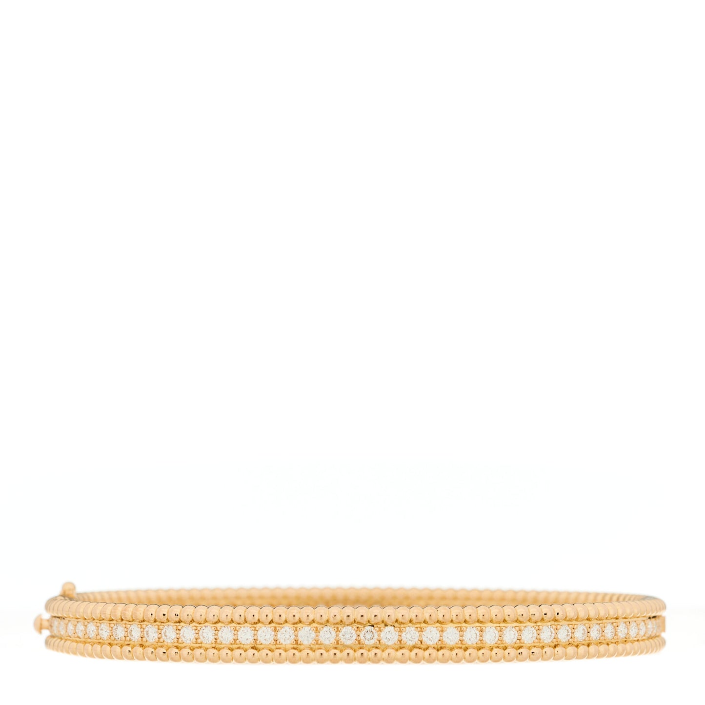 18K Yellow Gold Diamond Perlee 1-Row Bangle Bracelet L
