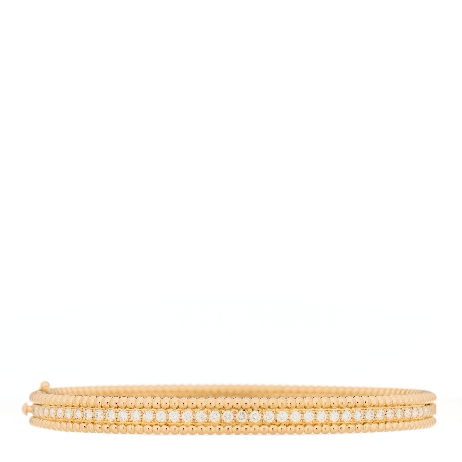 Van Cleef & Arpels 18K Yellow Gold Diamond Perlee 1-Row Bangle Bracelet L 2 of 3