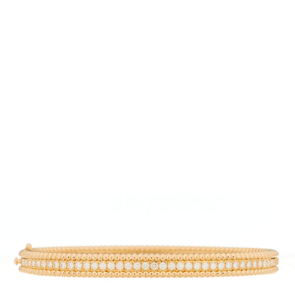 Van Cleef & Arpels 18K Yellow Gold Diamond Perlee 1-Row Bangle Bracelet L 2 of 3