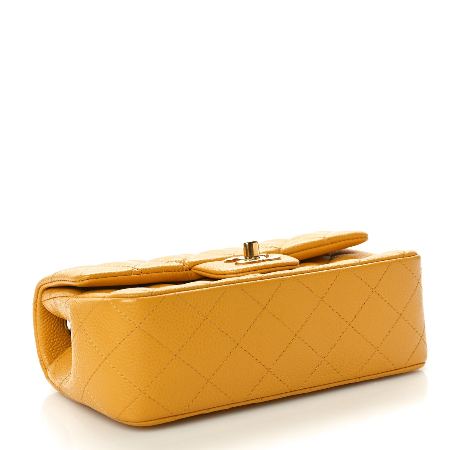 Caviar Quilted Mini Rectangular Flap Yellow