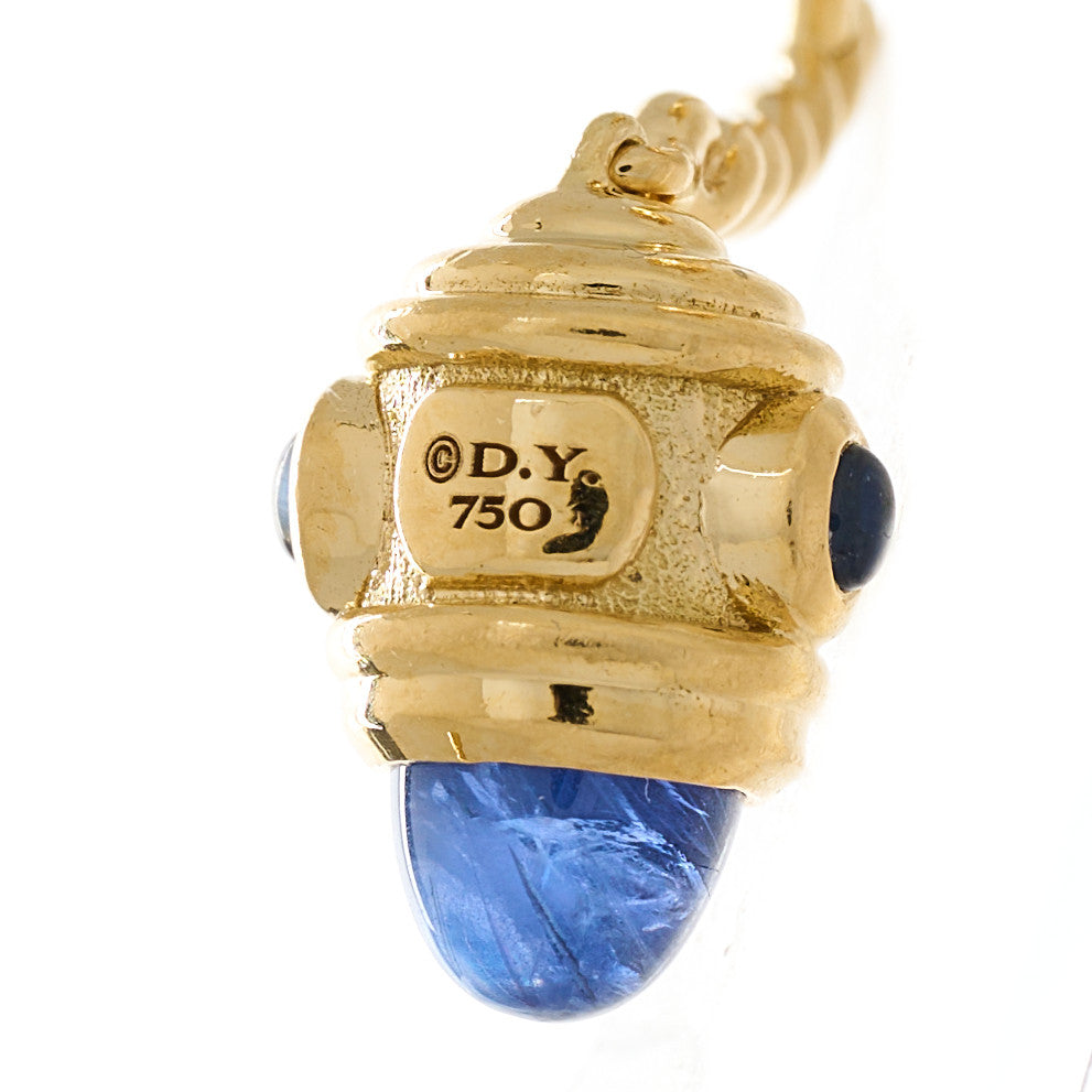 18K Yellow Gold Blue Sapphire Renaissance Drop Earrings