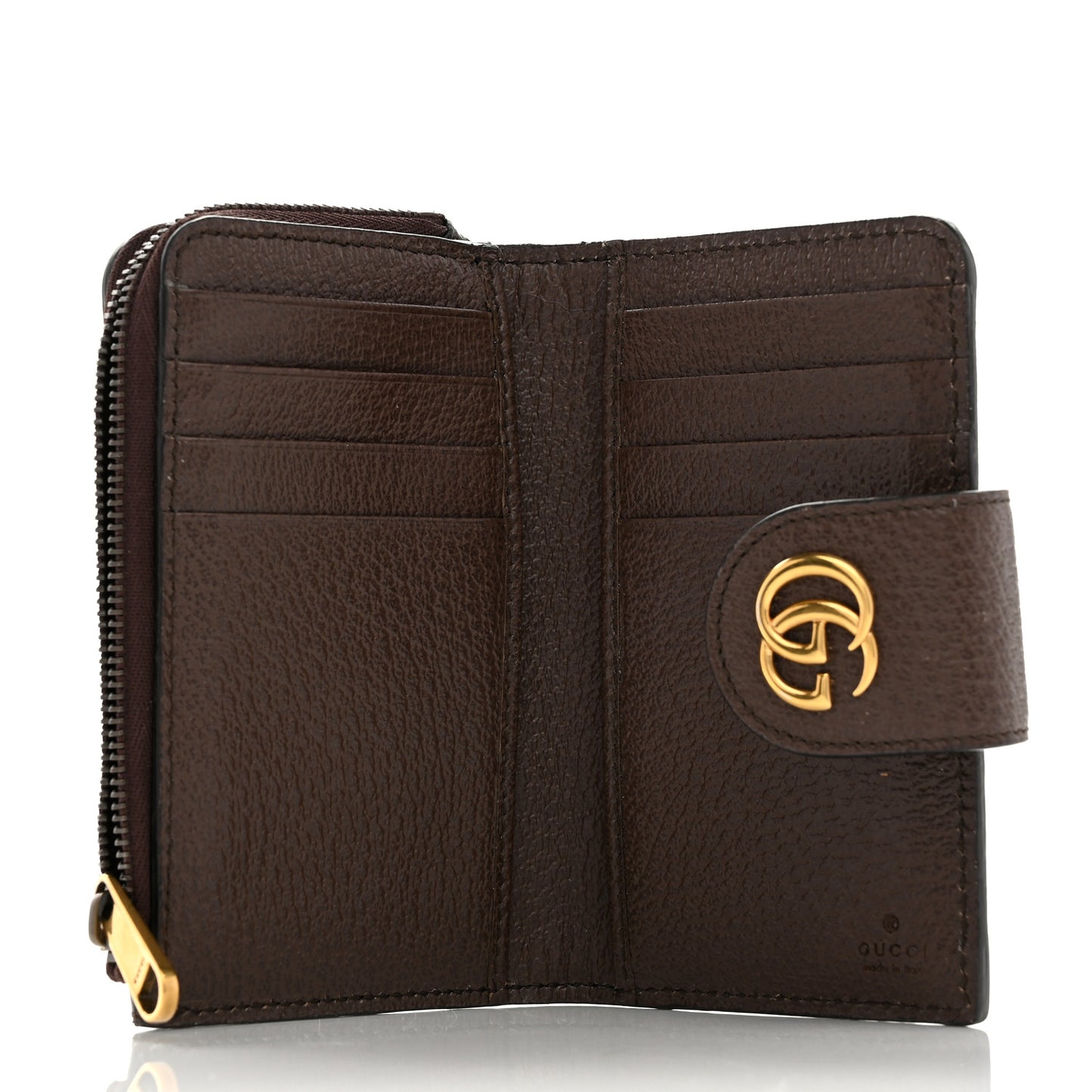 GG Supreme Monogram Textured Dollar Calfskin Web Ophidia Overlay Zip Around Card Case Wallet Beige Ebony New Acero