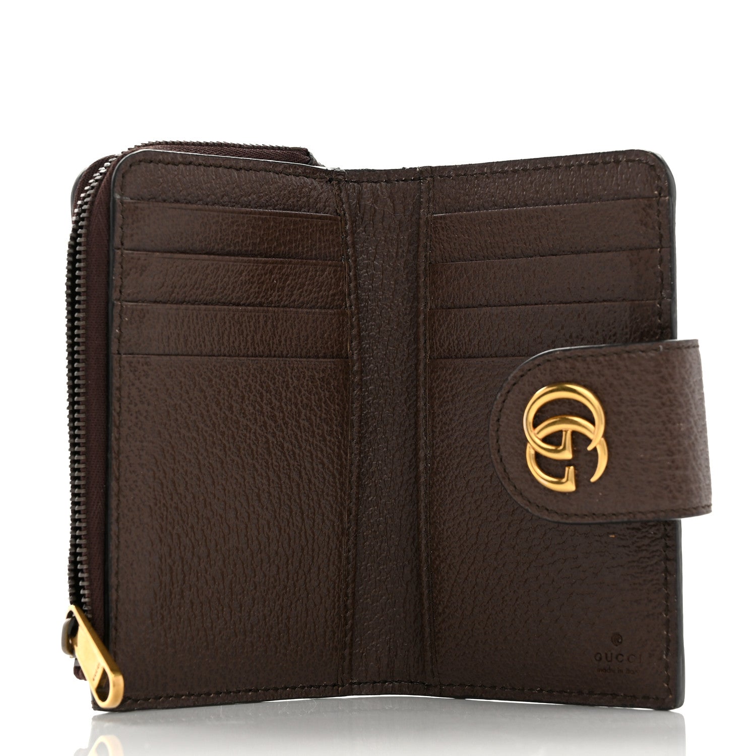 Gucci GG Supreme Monogram Textured Dollar Calfskin Web Ophidia Overlay Zip Around Card Case Wallet Beige Ebony New Acero 5 of 7