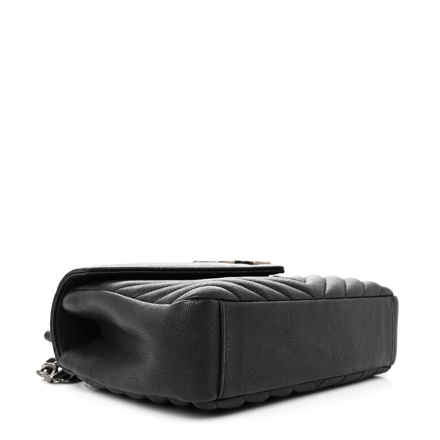 Saint Laurent Sheepskin Matelasse Chevron Monogram Medium College Bag Black 4 of 12