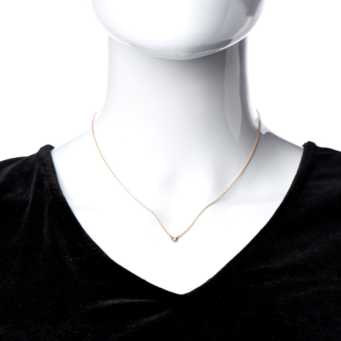 18K Rose Gold Diamond .03ct Elsa Peretti Diamonds by the Yard Pendant Necklace