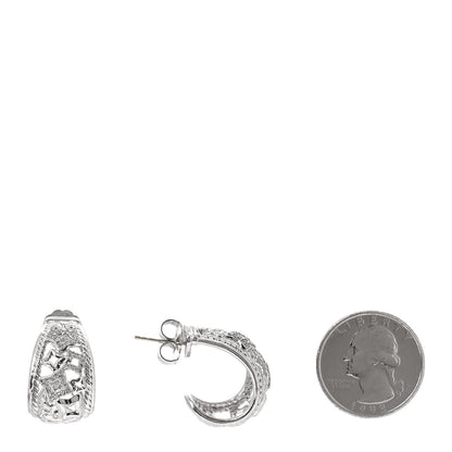 David Yurman Sterling Silver Diamond Tapestry Hoop Earrings 2 of 4