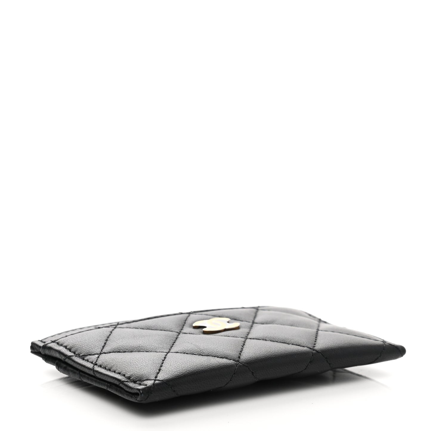 Lambskin Quilted Card Holder Black