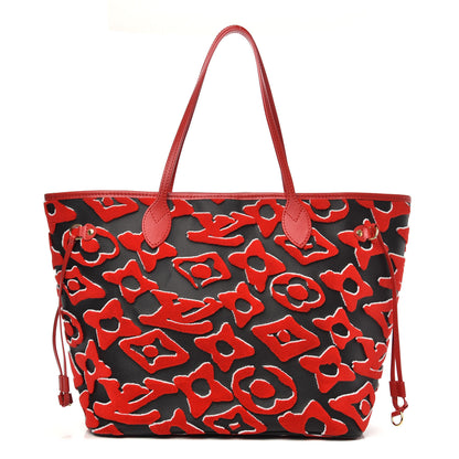 Louis Vuitton X UF Tufted Monogram Neverfull MM Black Red 1 of 10